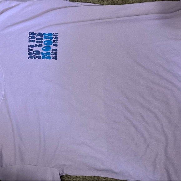 Shein purple graphic, short sleeve T-shirt ” Love you to the moon and back.” - Picture 9 of 9